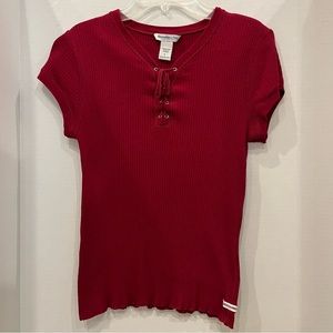 Abercrombie & Fitch Maroon Ribbed Tie Up Top Size Girls Large